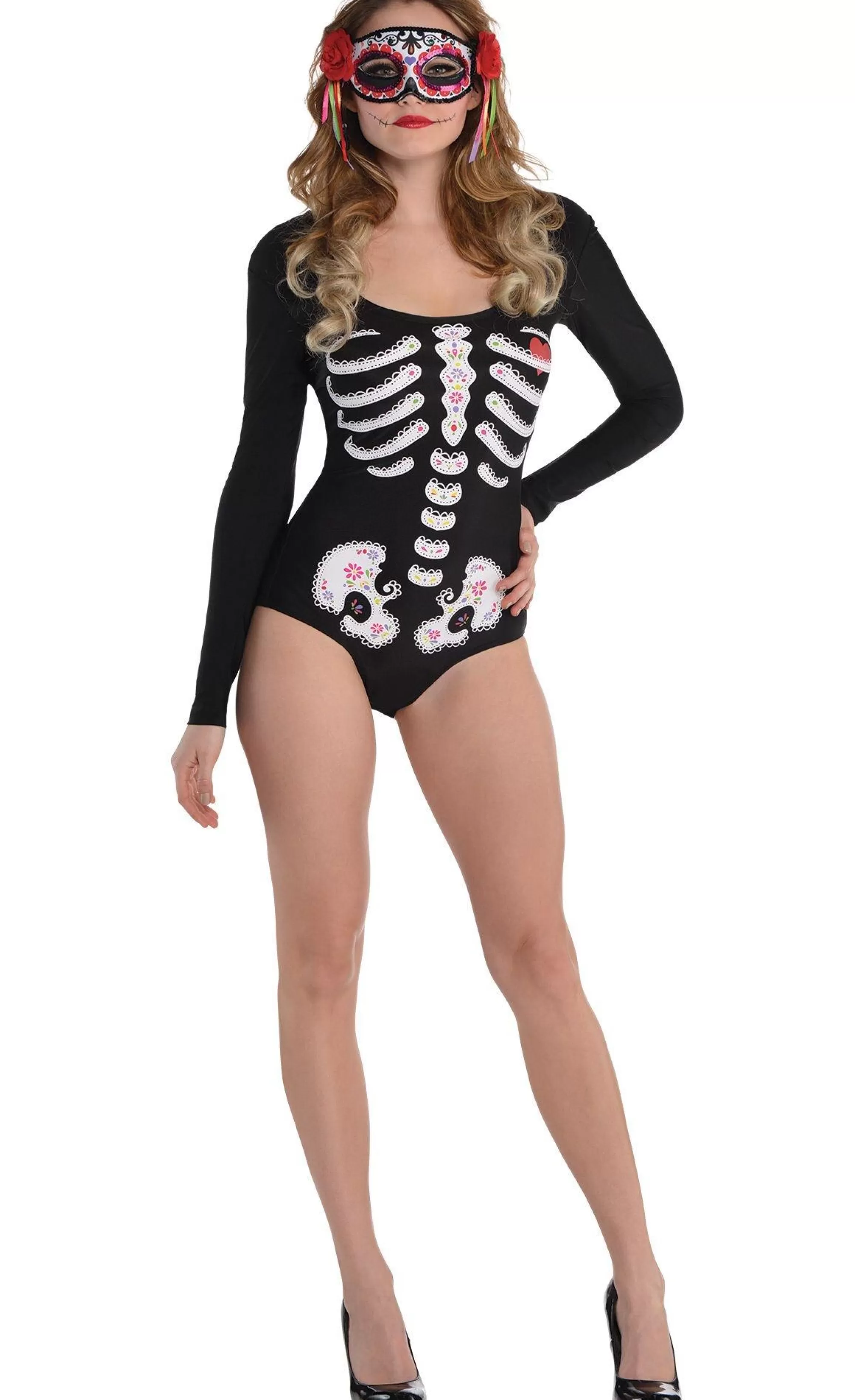 Party City Bodywear-Skeleton Bodysuit - Day Of The Dead