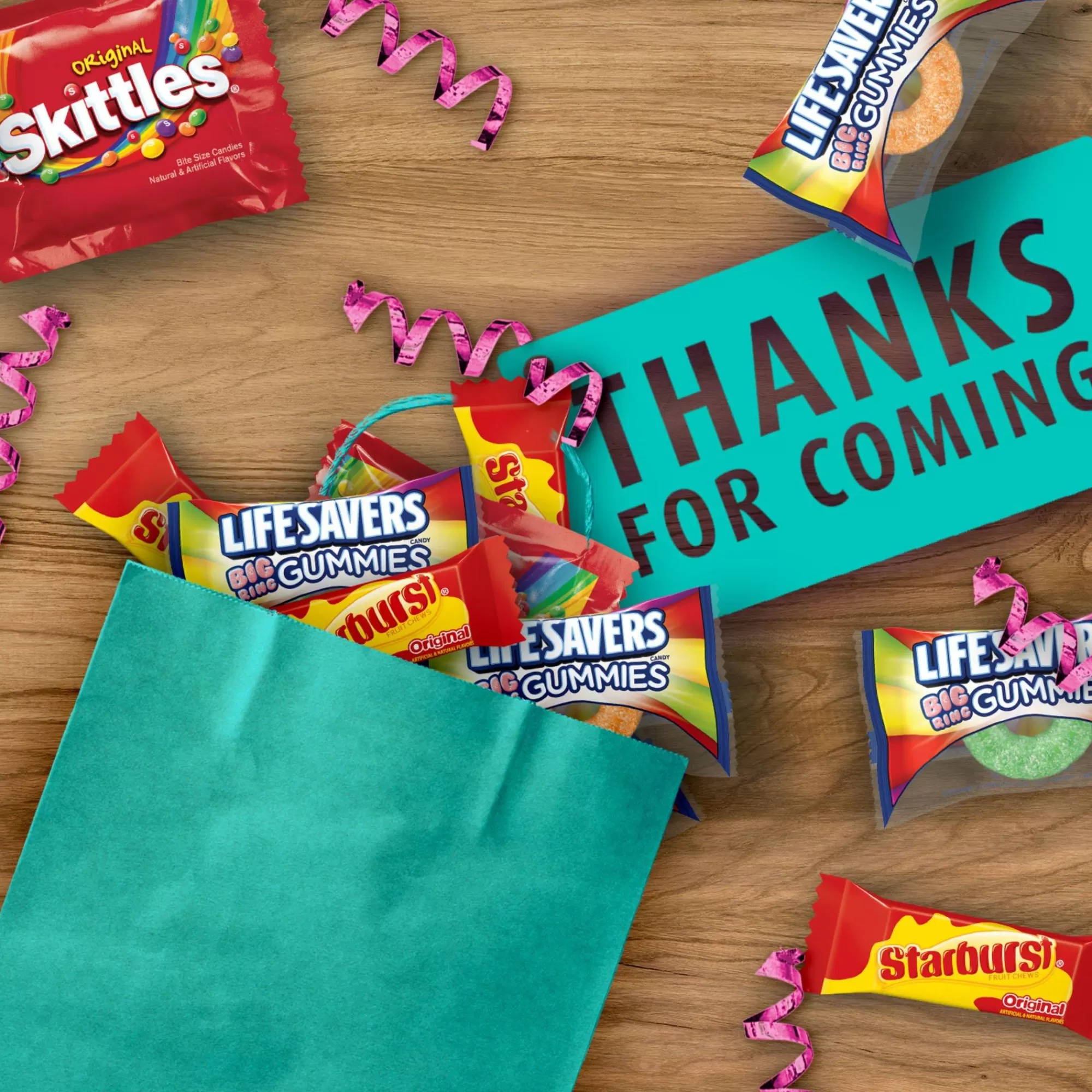 Skittles,Starburst Bulk Candy-Skittles, Starburst, & Life Savers Gummies Fun Size Variety Bag, 22.7Oz, 80Pc