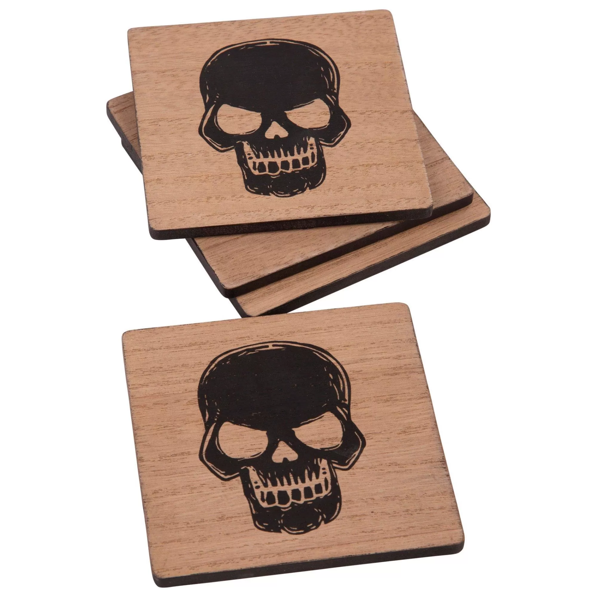 Party City Boneyard Glam | Skull Fiberboard Coasters, 4In, 4Ct