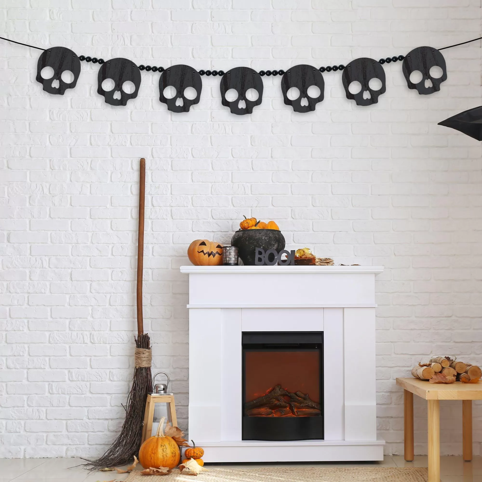 Party City Window & Wall Décor | Skull Wood Garland, 6Ft