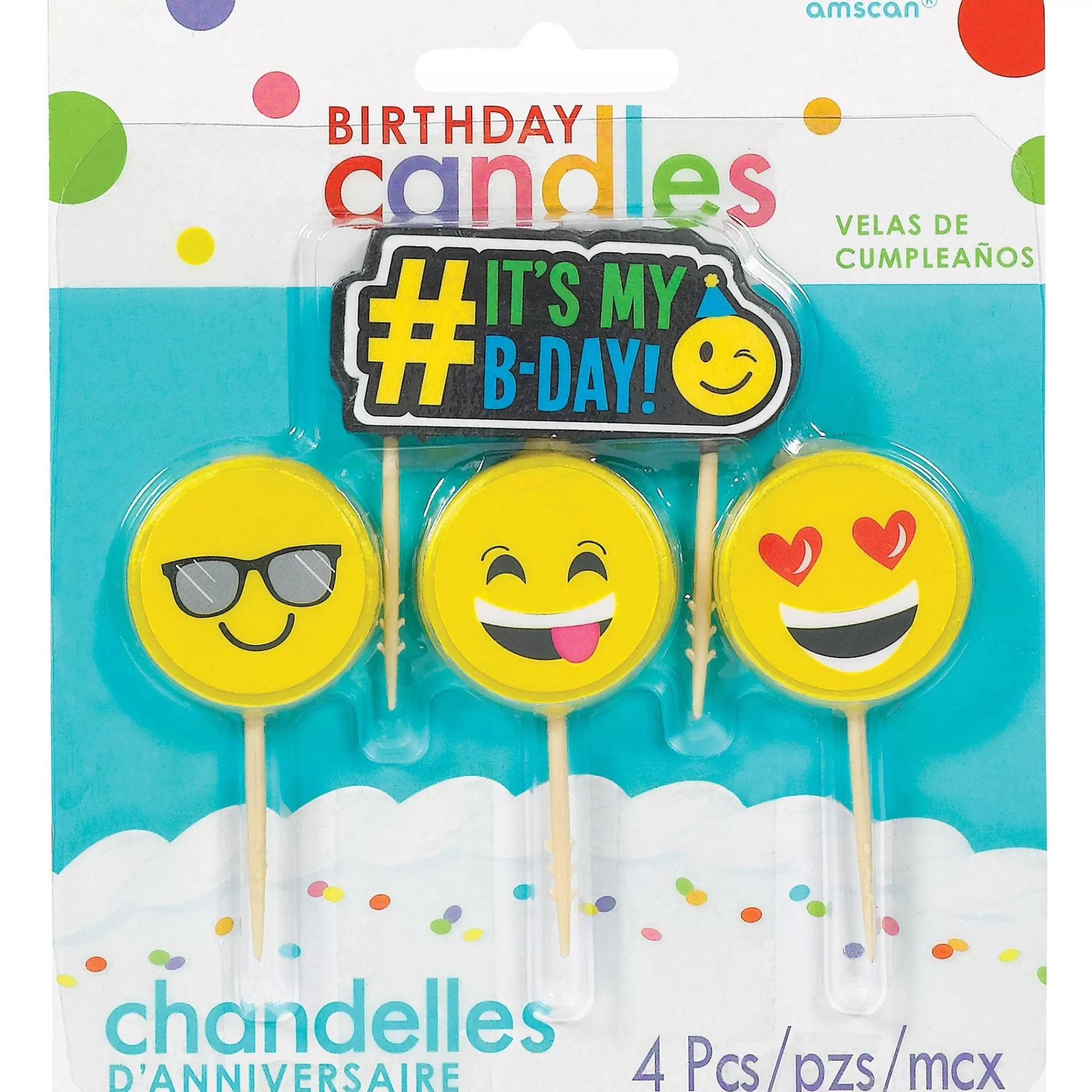 Party City Baking Supplies-Smiley Birthday Toothpick Candles 4Ct