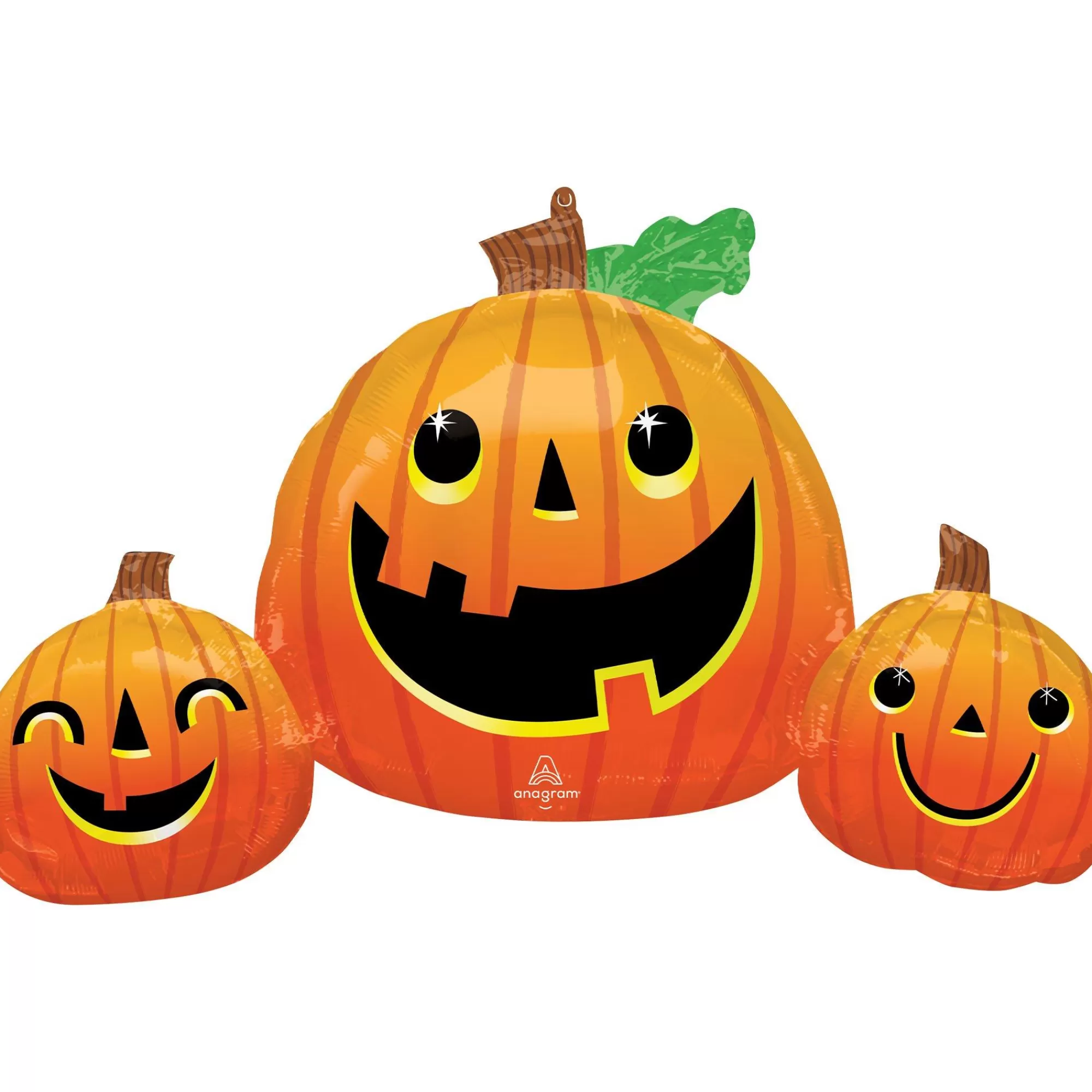 Party City Balloons | Smiling Halloween Jack-O'-Lantern Trio Foil Balloon, 35In X 22In