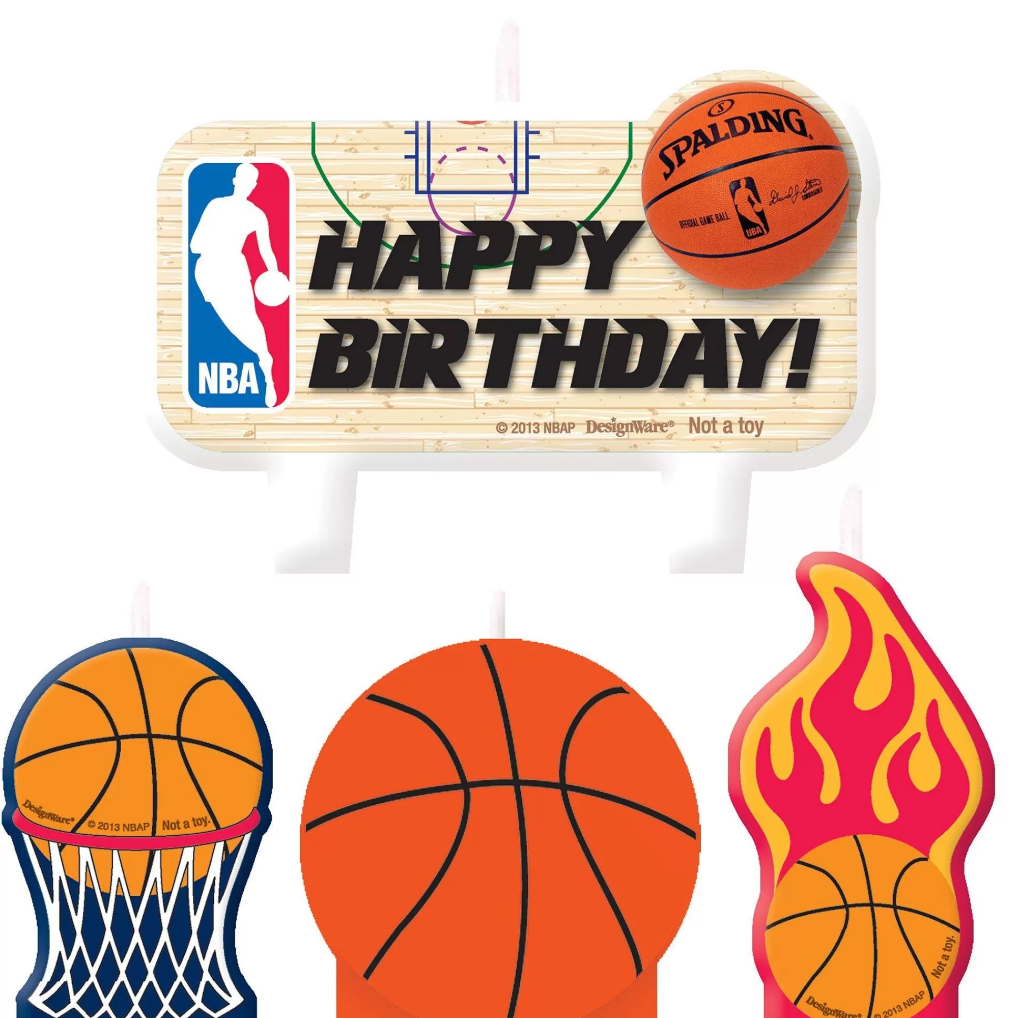 NBA Baking Supplies-Spalding Basketball Birthday Candles 4Ct