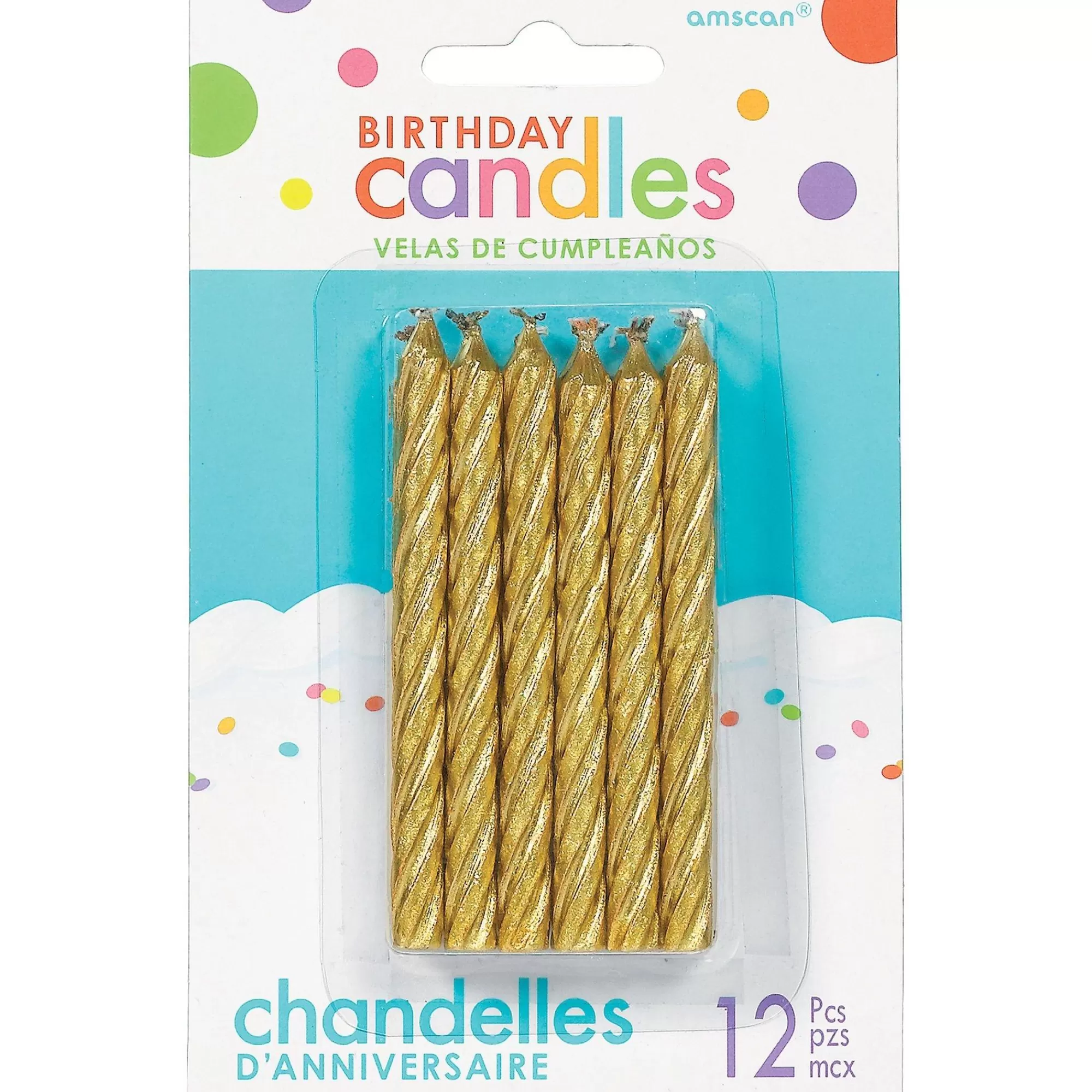 Party City Baking Supplies-Spiral Birthday Candles 12Ct Gold