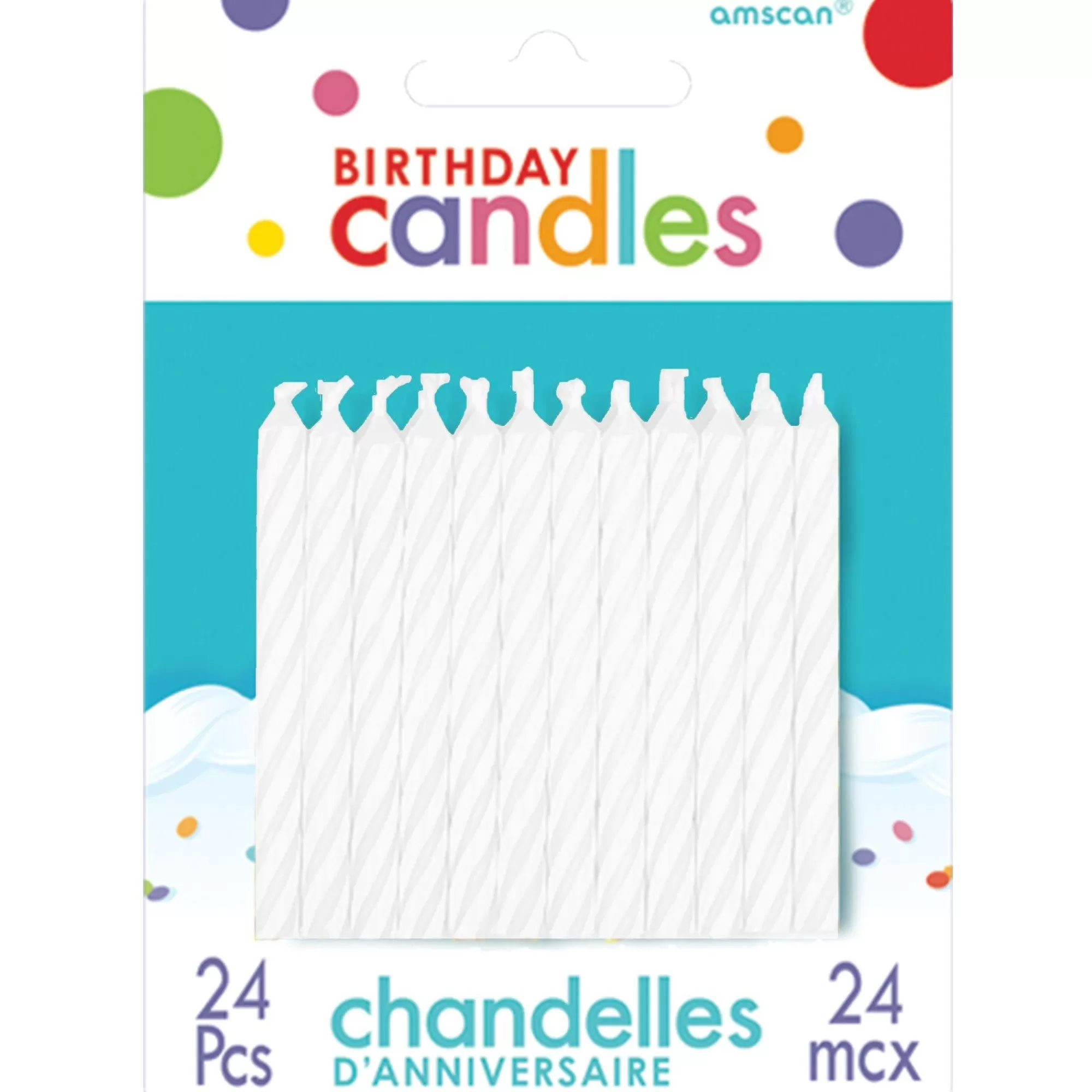 Party City Baking Supplies-Spiral Birthday Candles 24Ct White