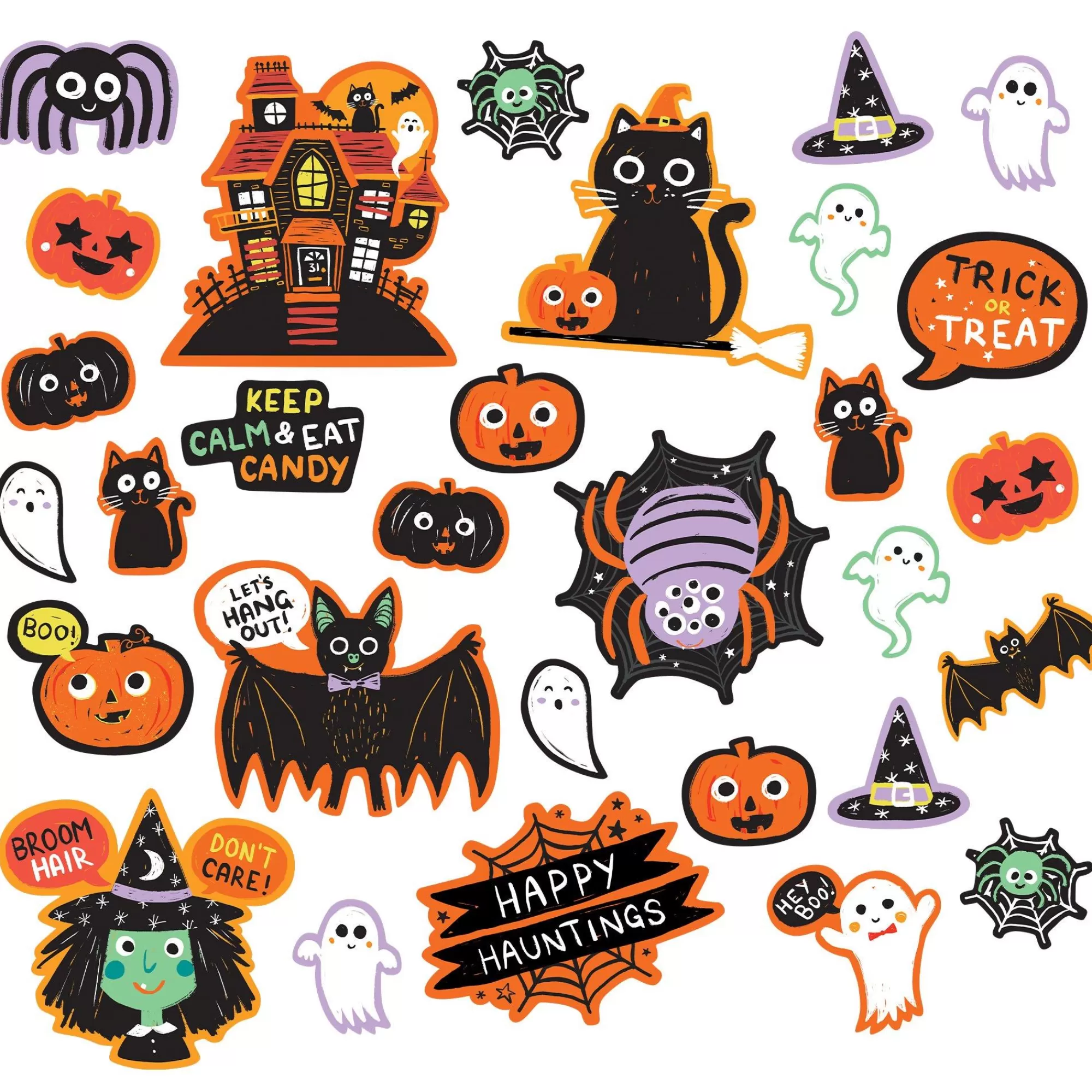 Party City Window & Wall Décor | Spooky Friends Halloween Cardstock Cutouts, 30Pc