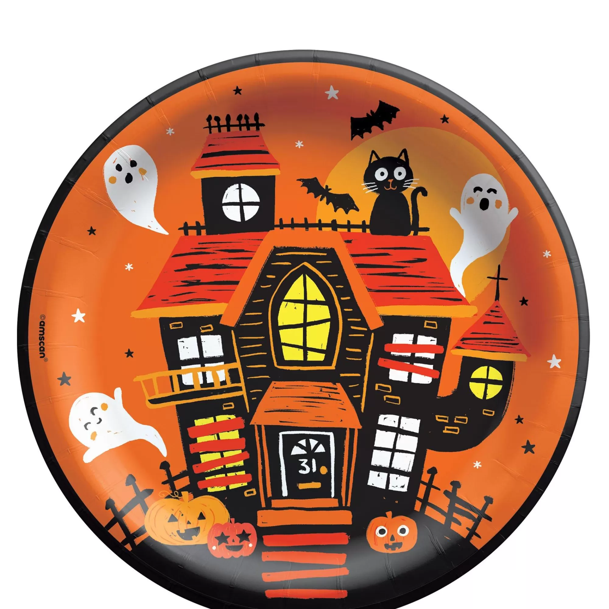 Party City Spooky Friends | Spooky Friends Halloween Paper Lunch Plates, 8.5In, 50Ct