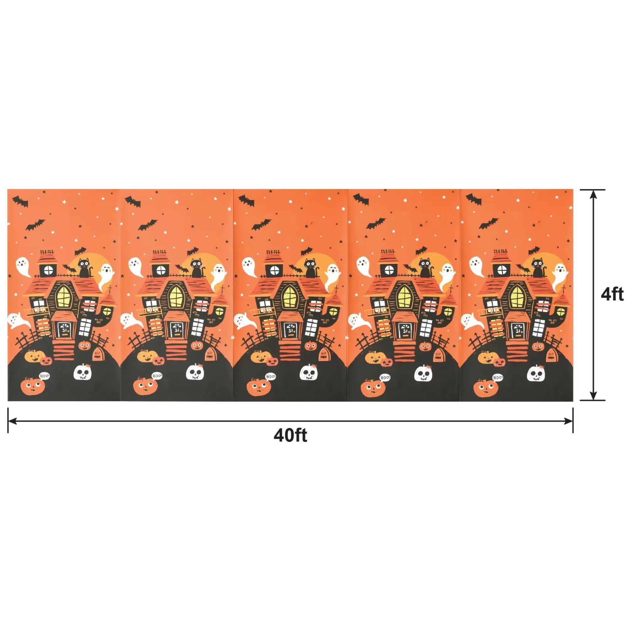 Party City Window & Wall Décor | Spooky Friends Plastic Scene Setter Room Roll, 40Ft