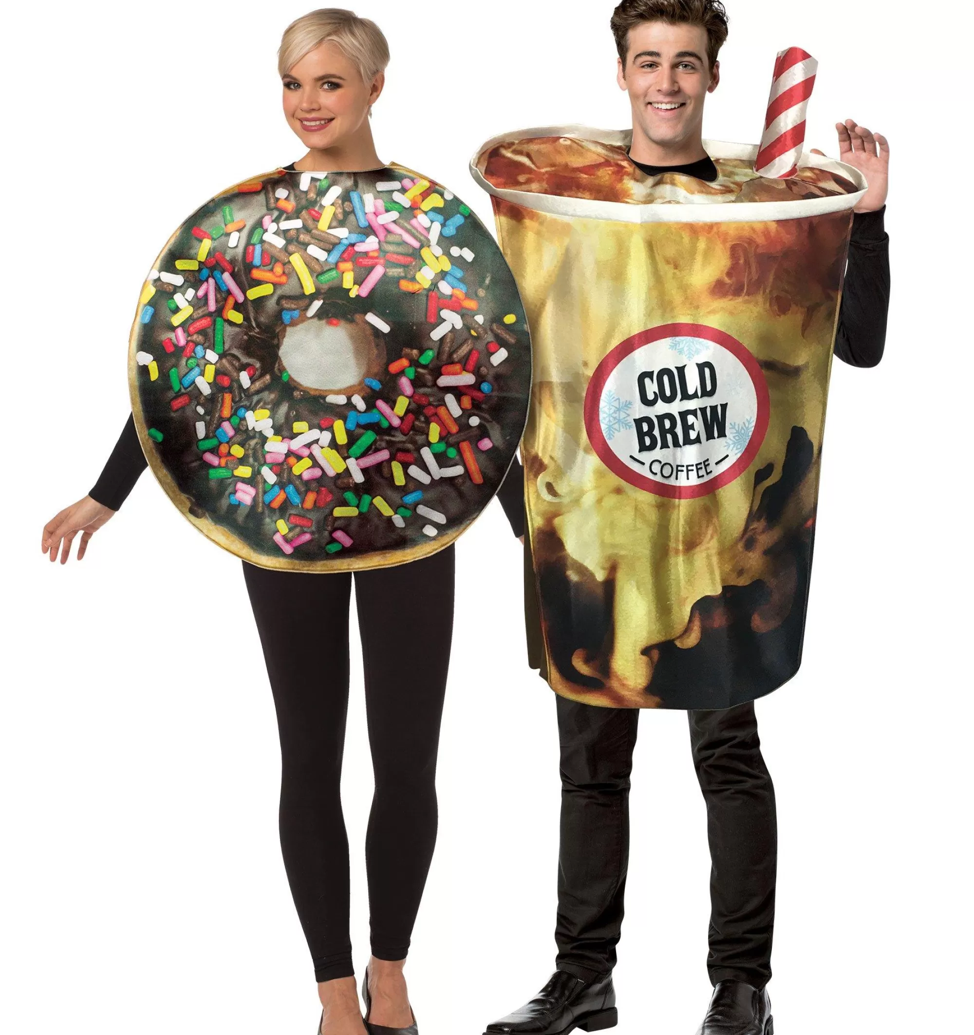 Women Party City Funny | Sprinkle Donut & Cold Brew Coffee Couples Costumes For Adults