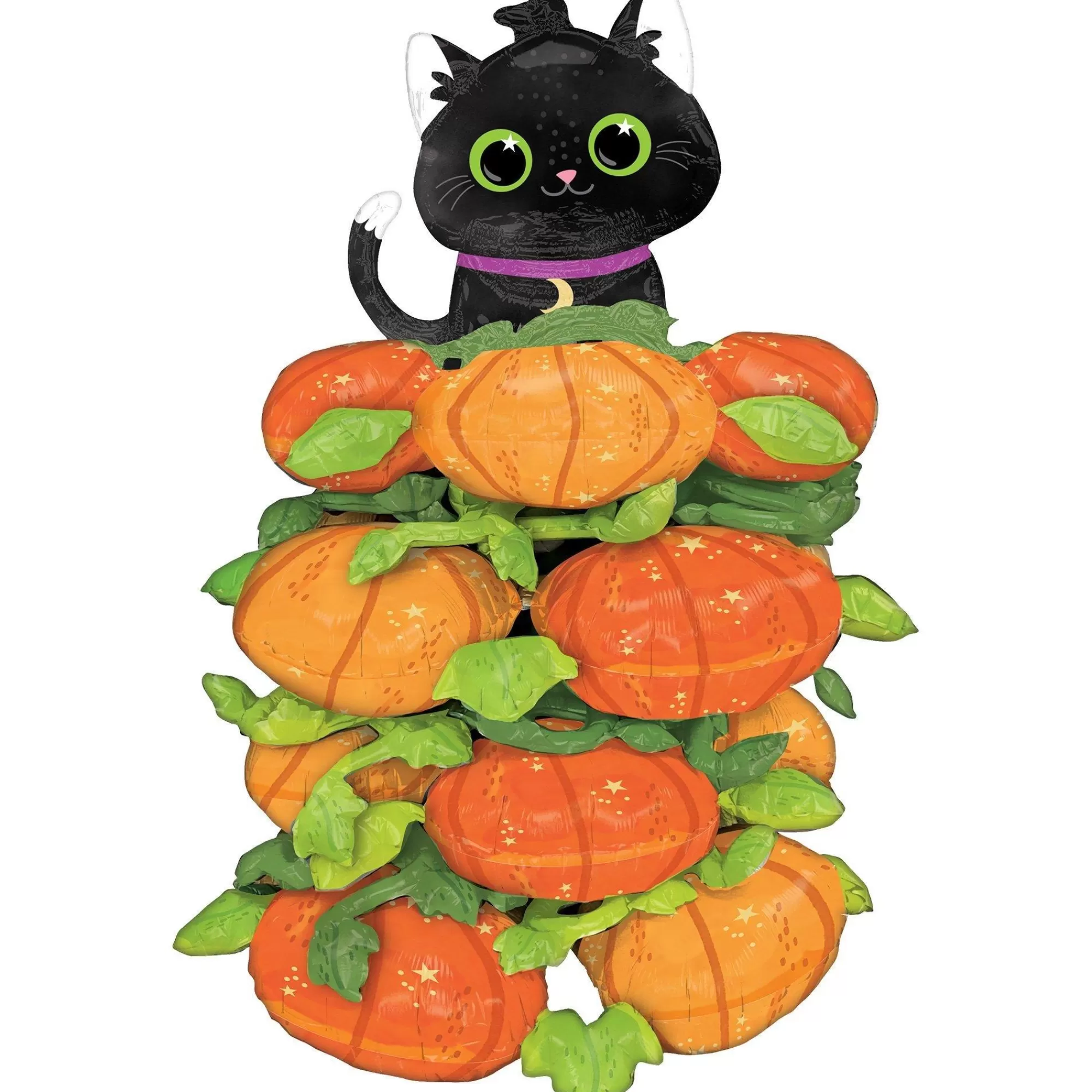 Party City Balloons | Stackerz Black Cat & Pumpkins & Happy Halloween Balloon Bouquet, 9Pc