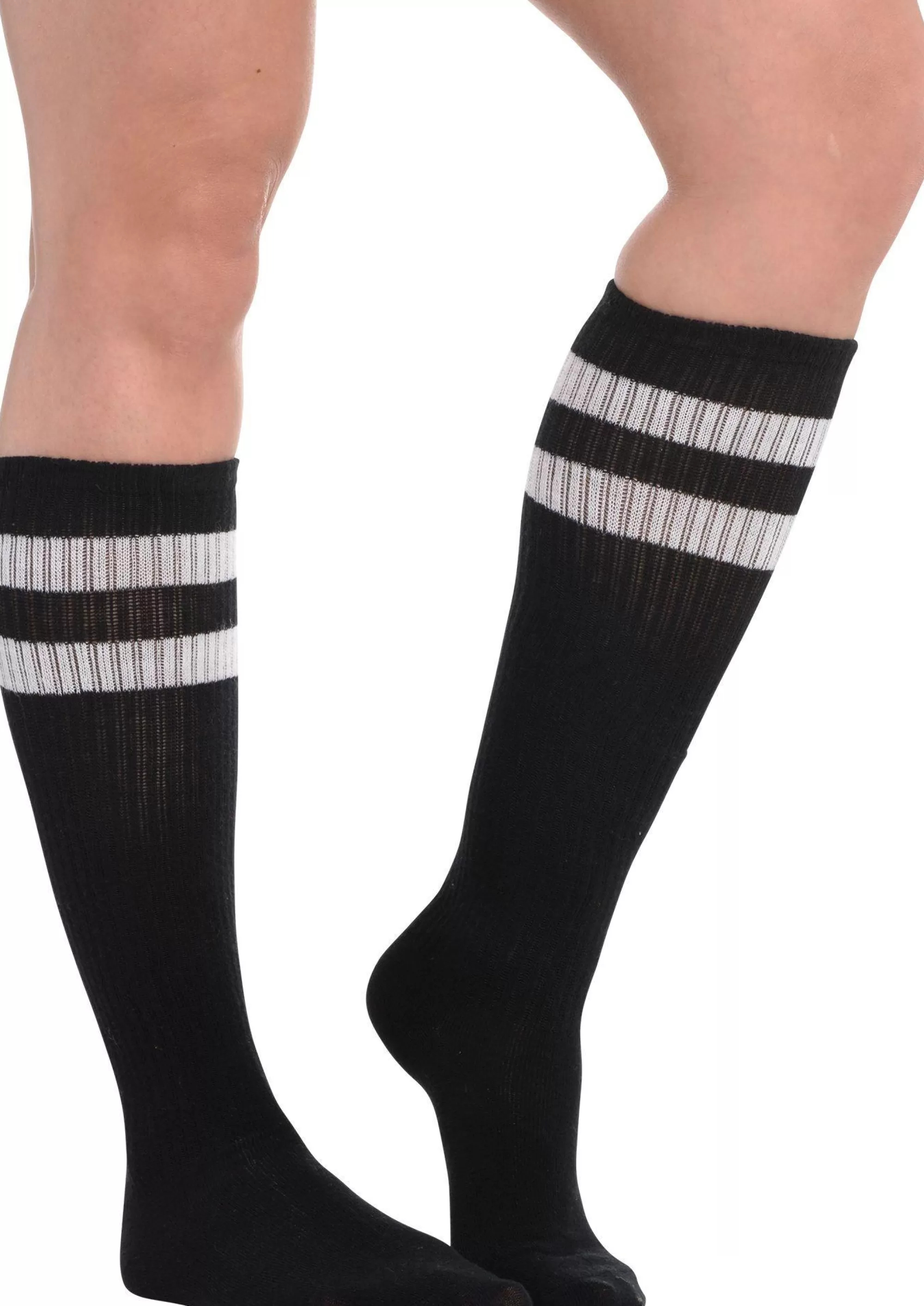 Party City Tights-Stripe Athletic Knee-High Socks Black