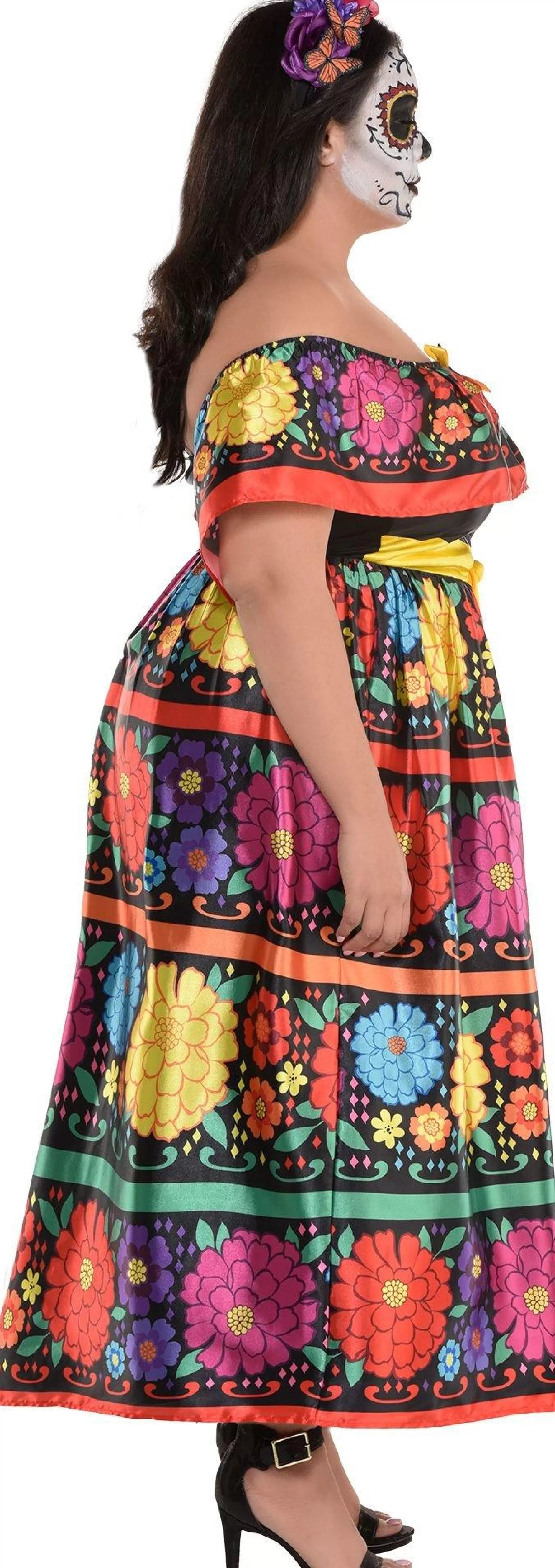 Women Party City Scary | Sugar Skull Beauty Plus Size Costume For Adults - Day Of The Dead
