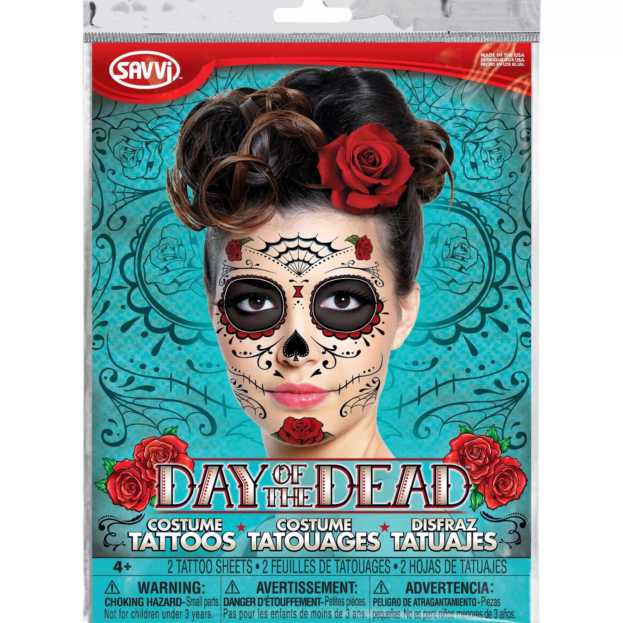 Party City Makeup-Sugar Skull Face Tattoos 2 Sheets