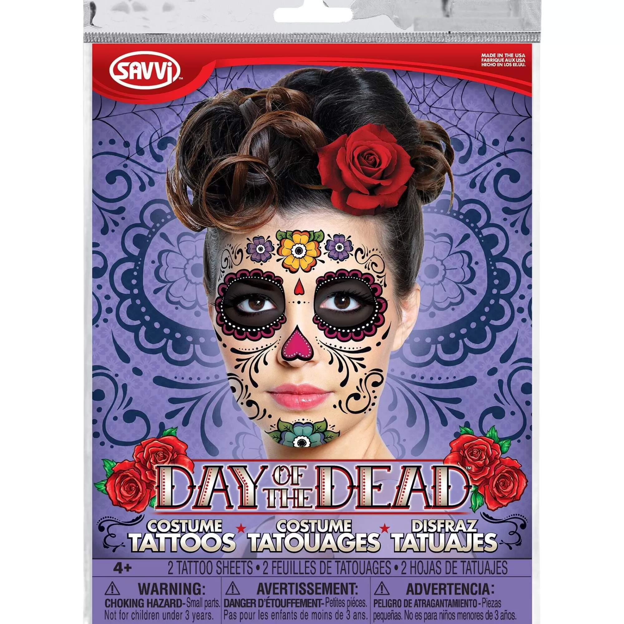 Party City Makeup-Sugar Skull Face Tattoos 2 Sheets