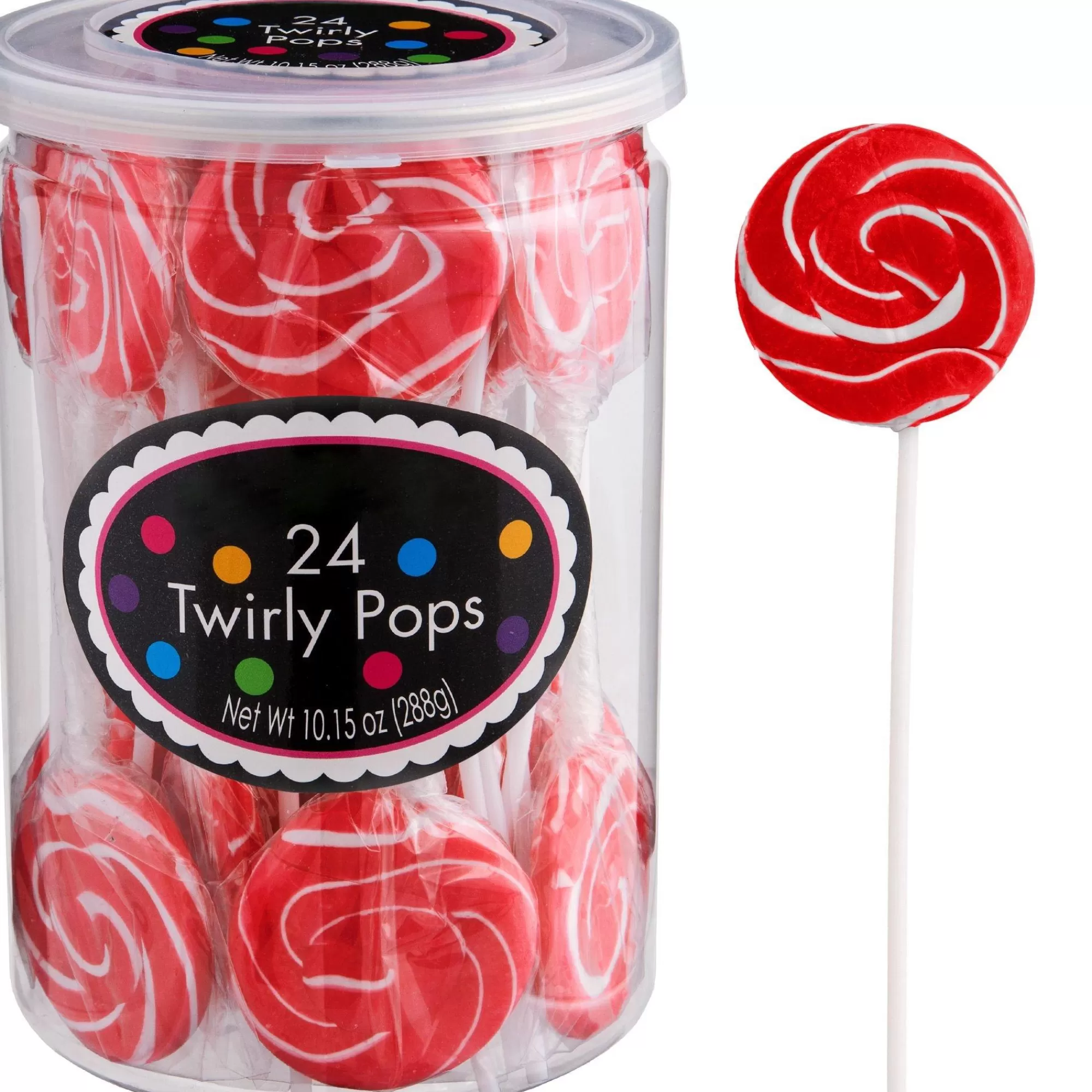 Party City Candy Buffet By Color-Swirly Lollipops, 24Pc - Cherry Flavor Red