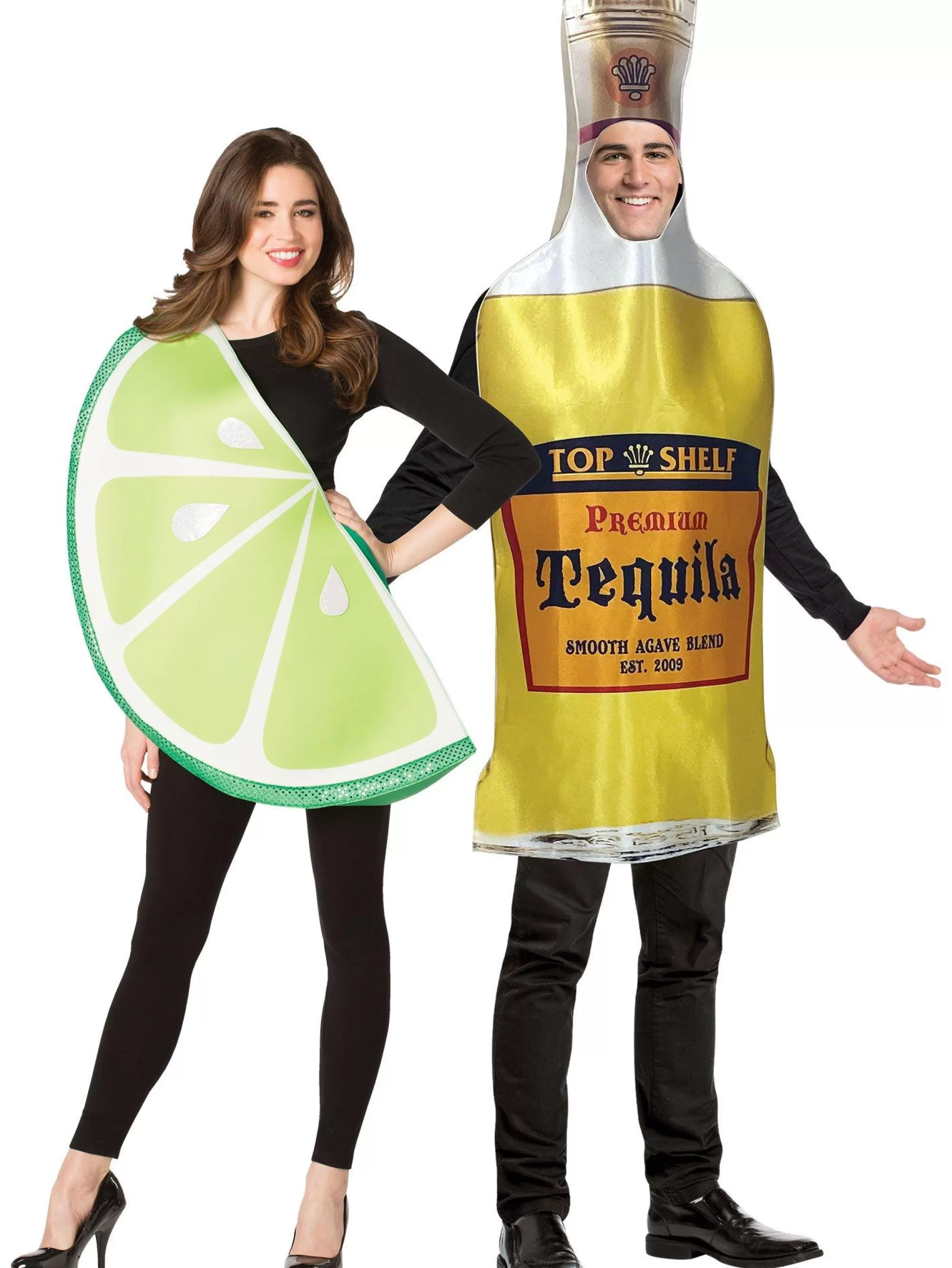 Party City Couples' Costumes-Tequila Bottle & Lime Slice Couples Costumes For Adults