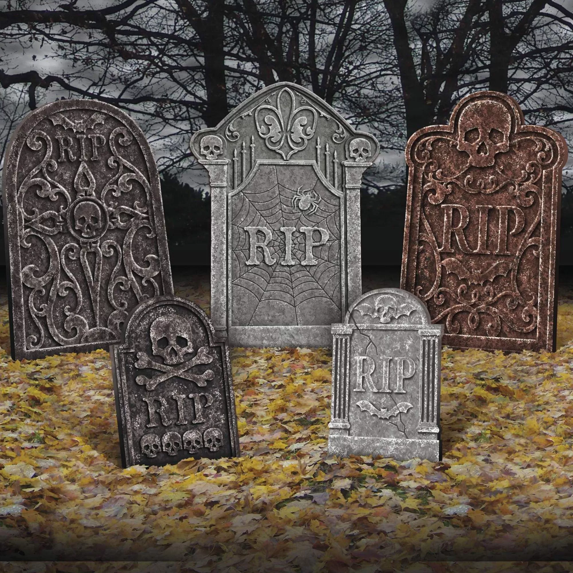 Party City Tombstones & Fencing | Tombstone Decoration Set 5Ct