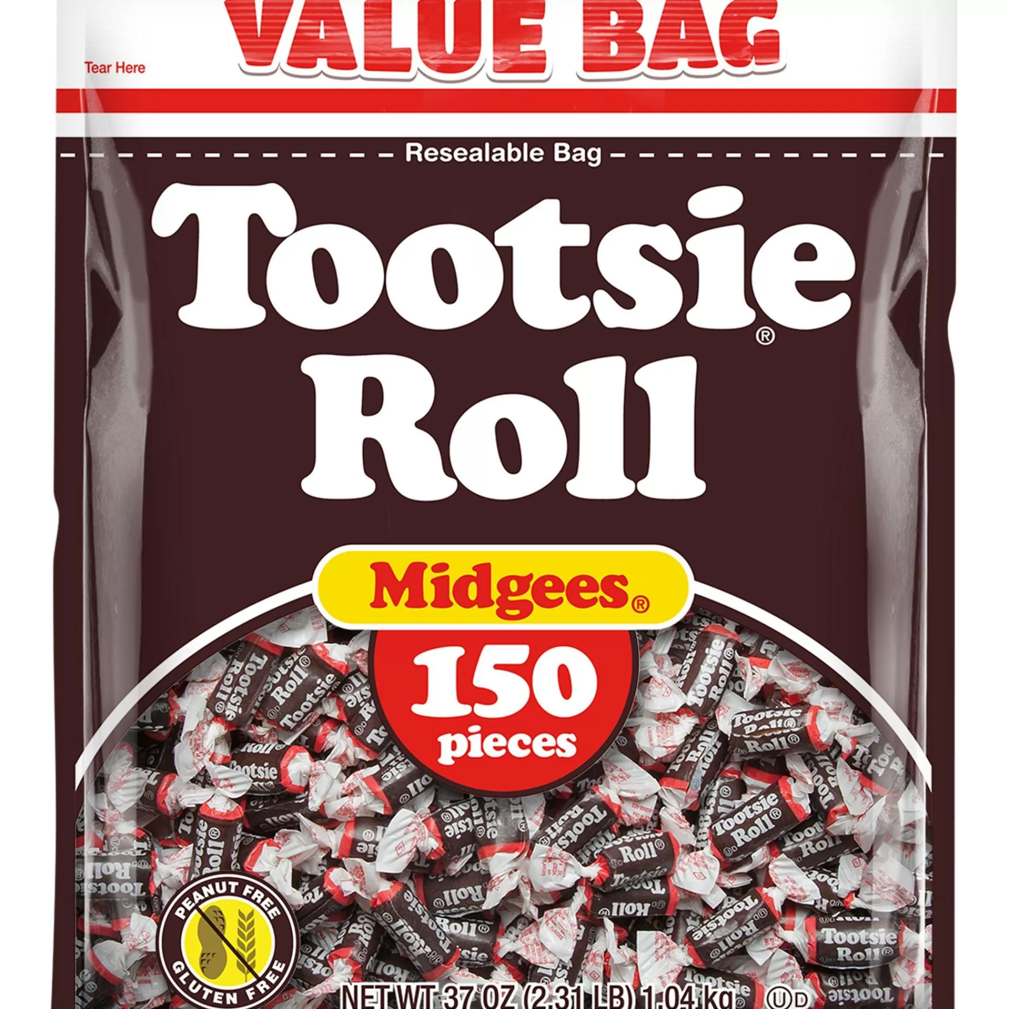 Party City Chocolate Candy-Tootsie Roll Midgees, 37Oz, 150Pc