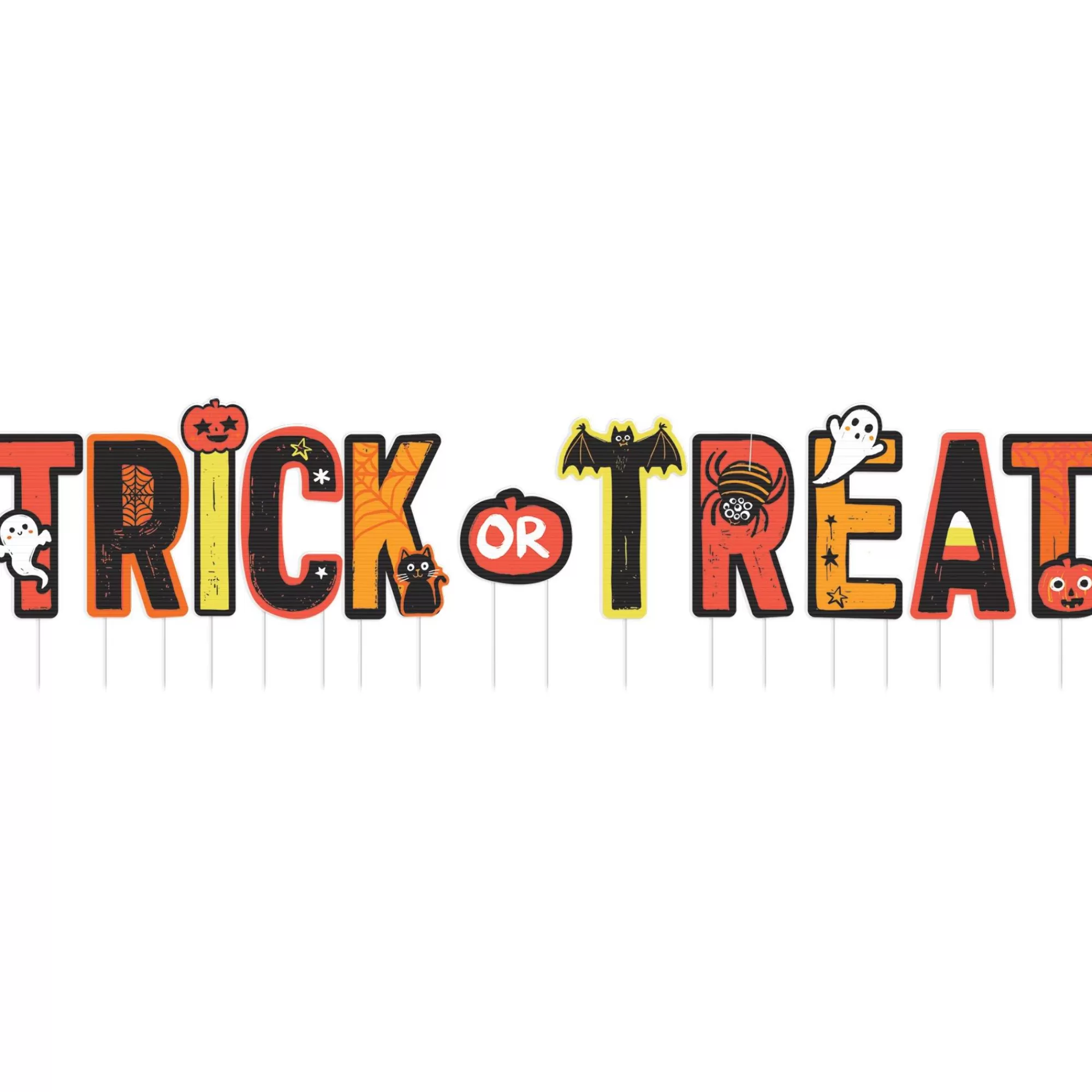 Party City Yard Stakes & Signs | Trick-Or-Treat Corrugated Plastic Yard Sign, 11Pc