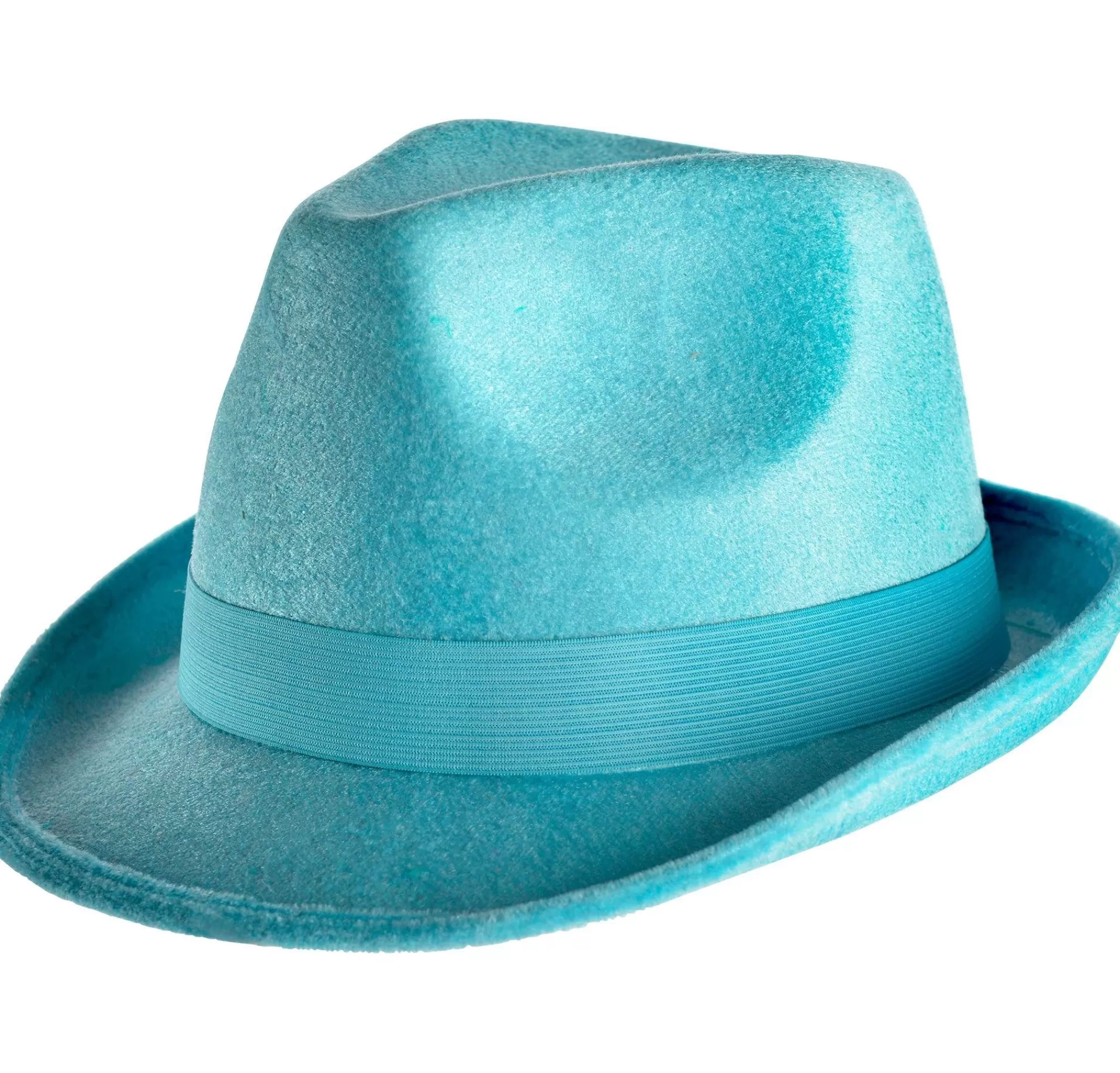 Party City Hats-Turquoise Fedora Caribbean Blue