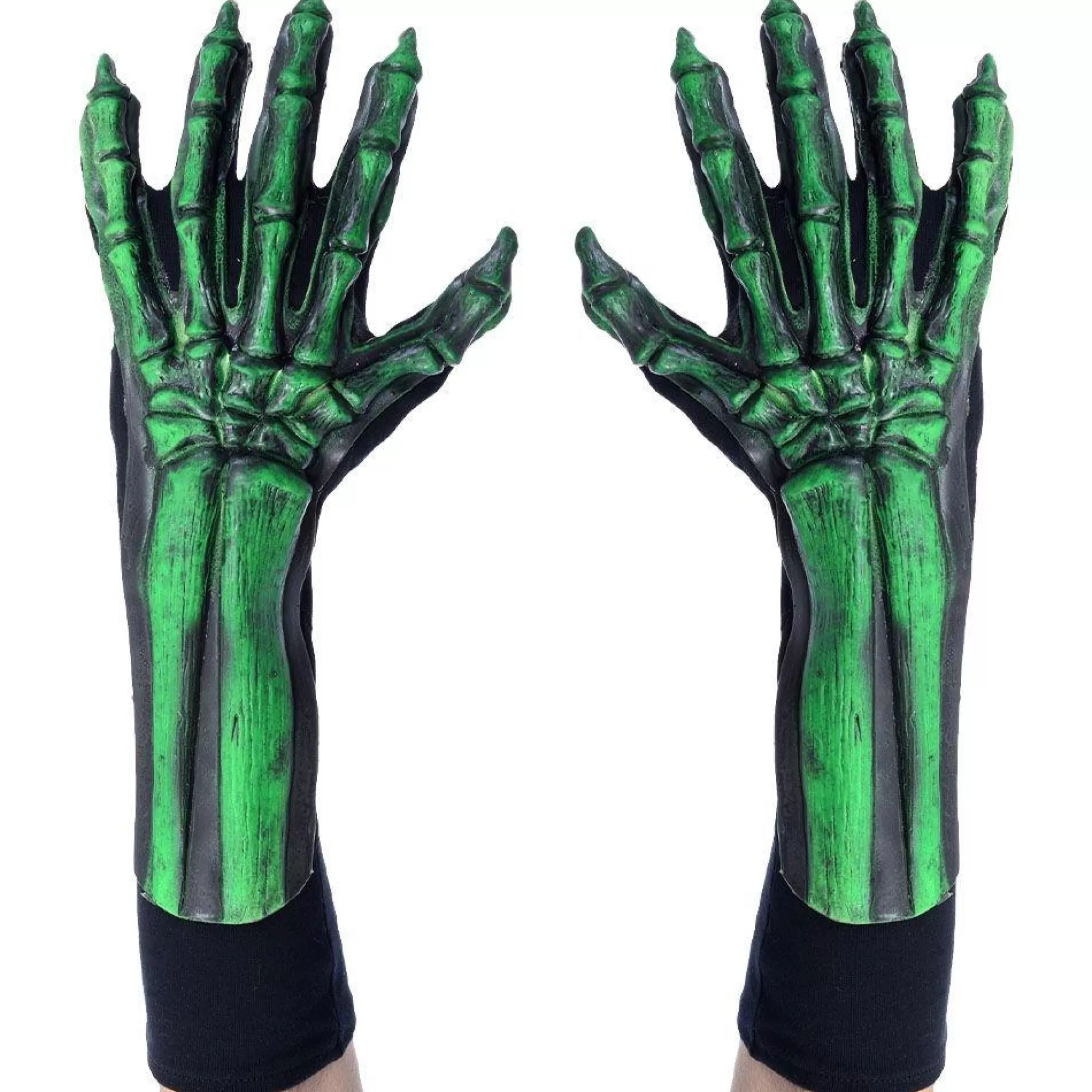Party City Gloves-Uv Black Light Reactive Green Glow Skeleton Bone Hand Gloves