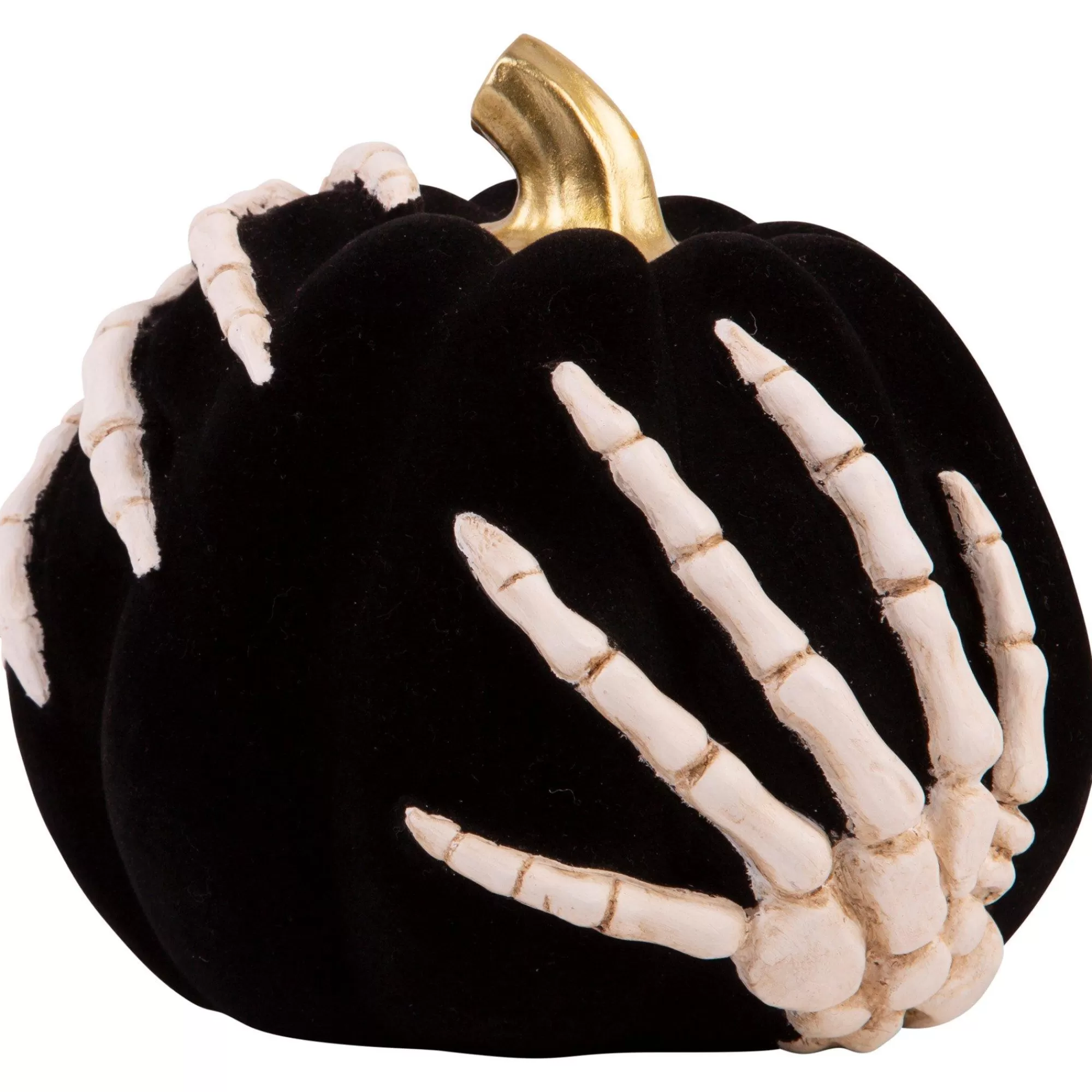 Party City Boneyard Glam | Velvet Skeleton Resin & Stone Pumpkin, 5.4In