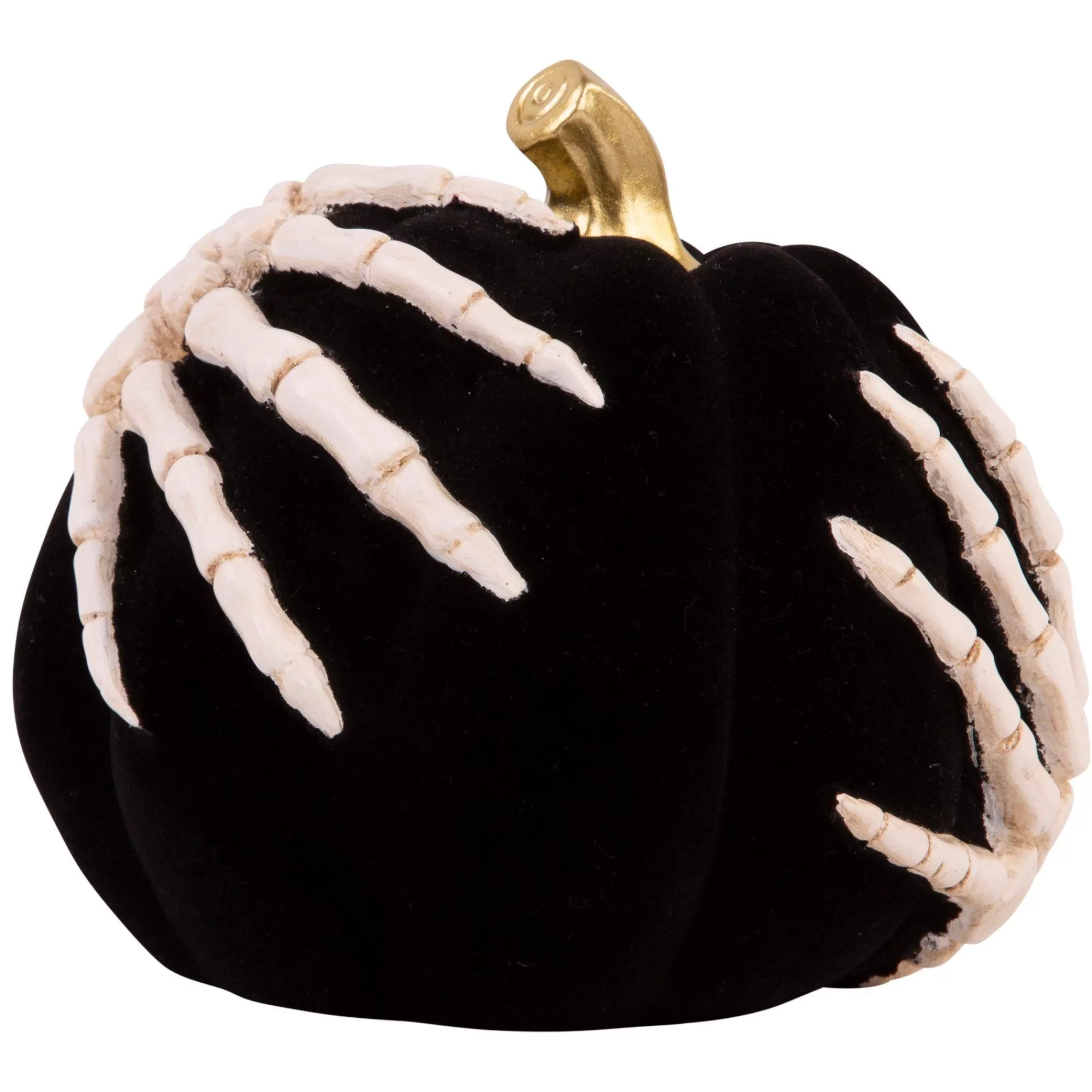 Party City Boneyard Glam | Velvet Skeleton Resin & Stone Pumpkin, 5.4In