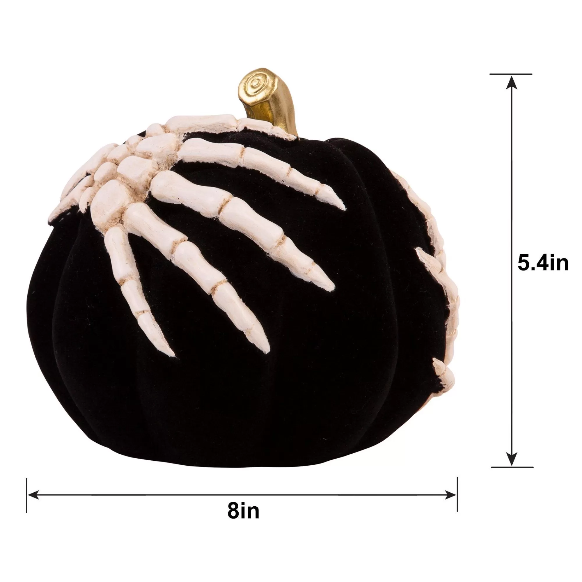 Party City Wicked Haunting | Velvet Skeleton Resin & Stone Pumpkin, 5.4In