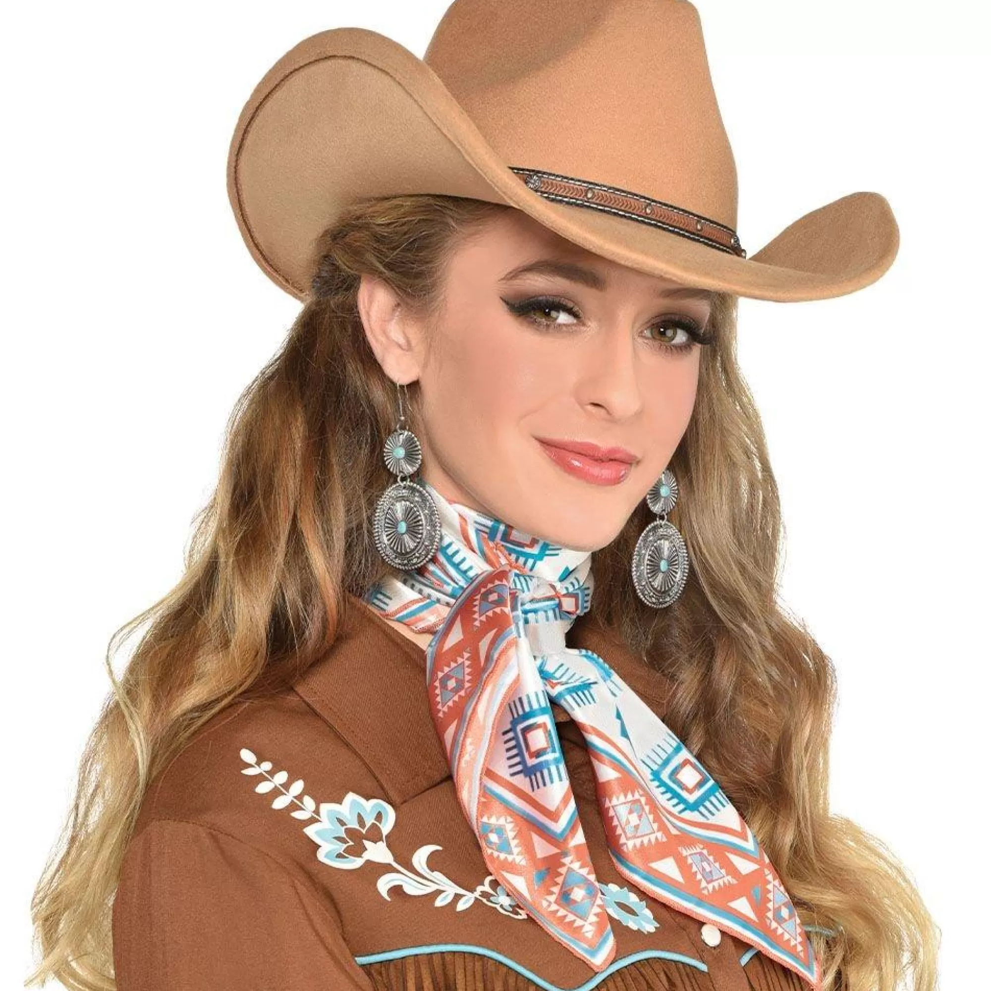 Party City Boas-Western Fashion Scarf & Earring Costume Accessory Kit For Adults