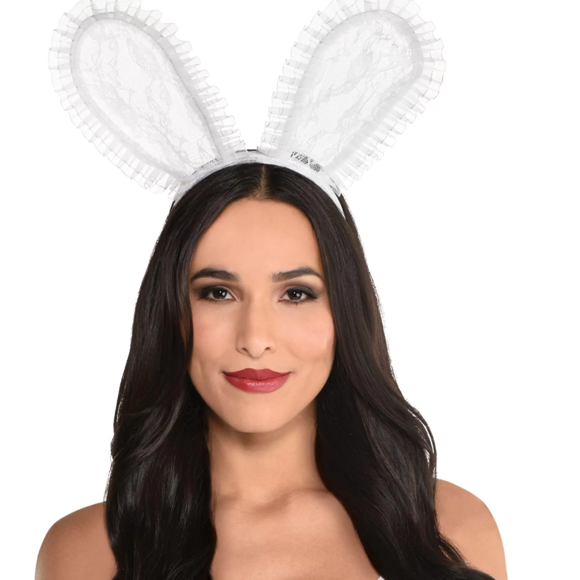 Party City Headbands, Tails-White Lace Bunny Ears Headband