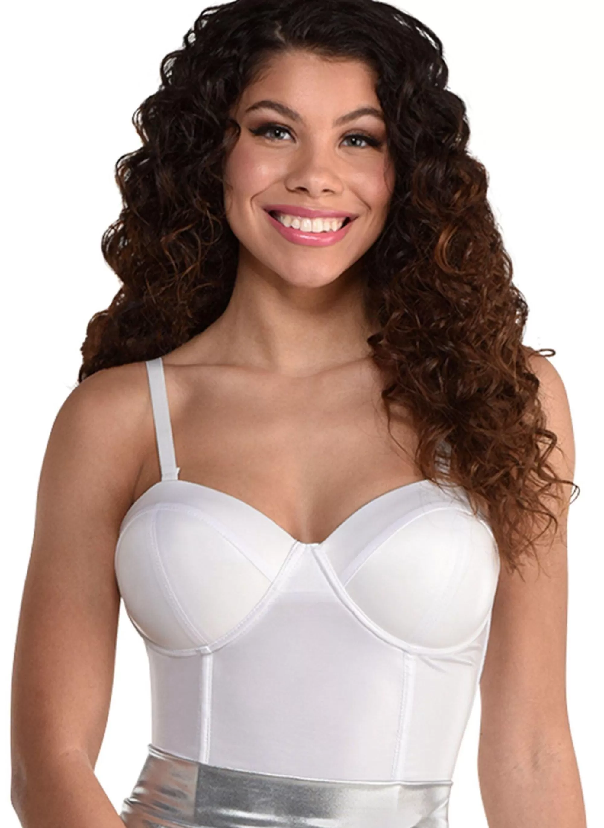 Party City Corsets-White Sleek Corset For Adults With Removable Straps