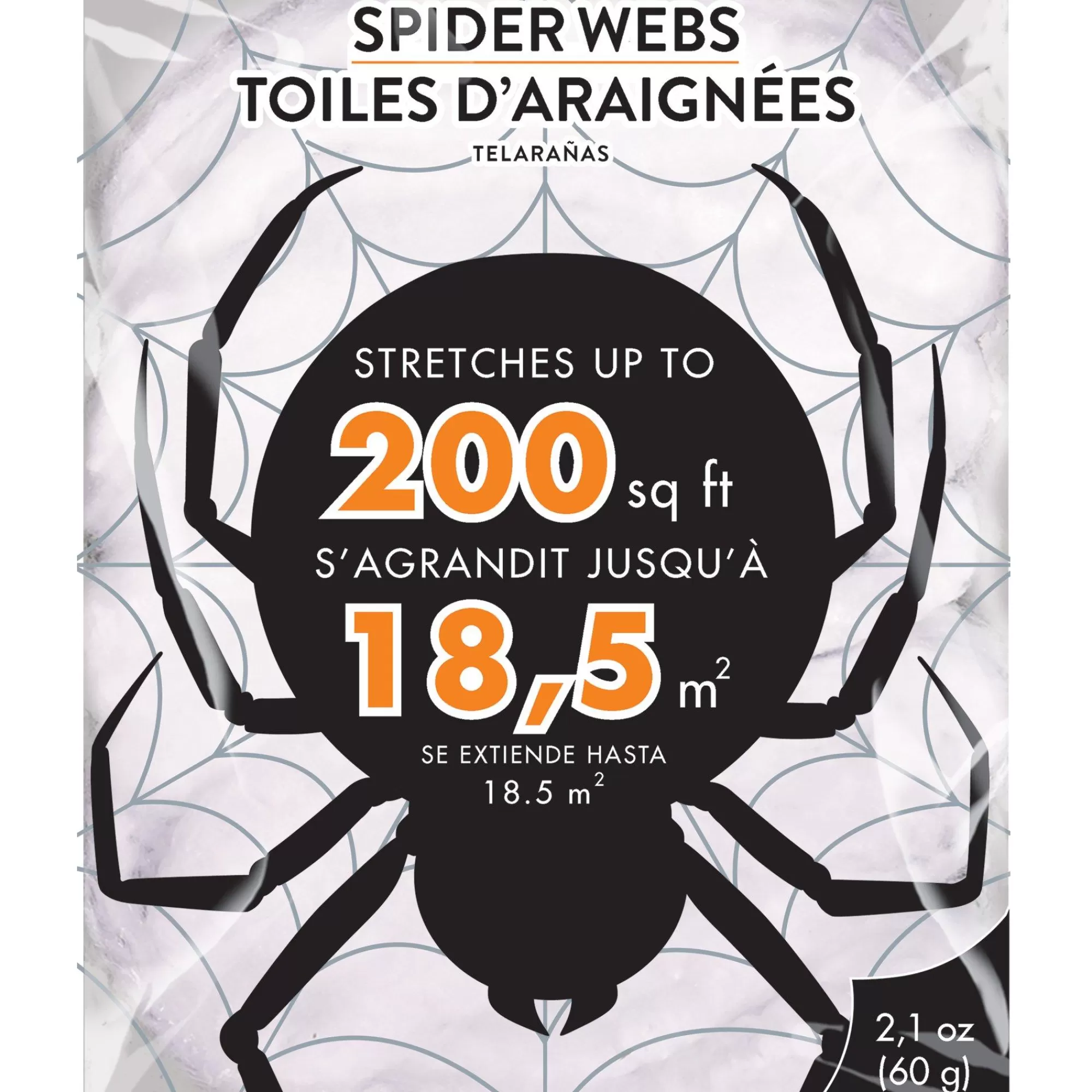 Party City Spiders & Webbing | White Stretch Spider Web, 200 Sq Ft