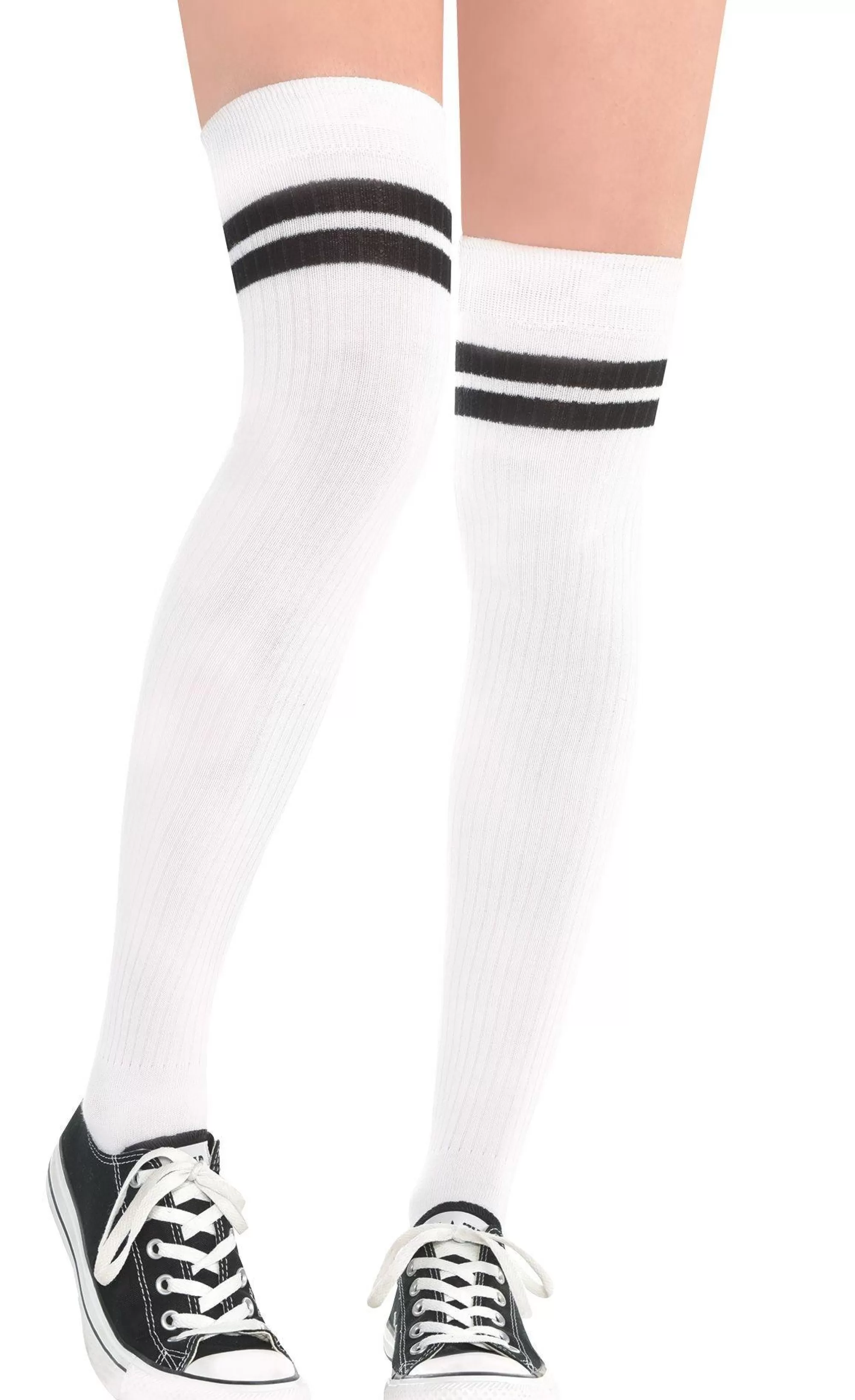 Party City Tights-White Stripe Athletic Thigh High Socks