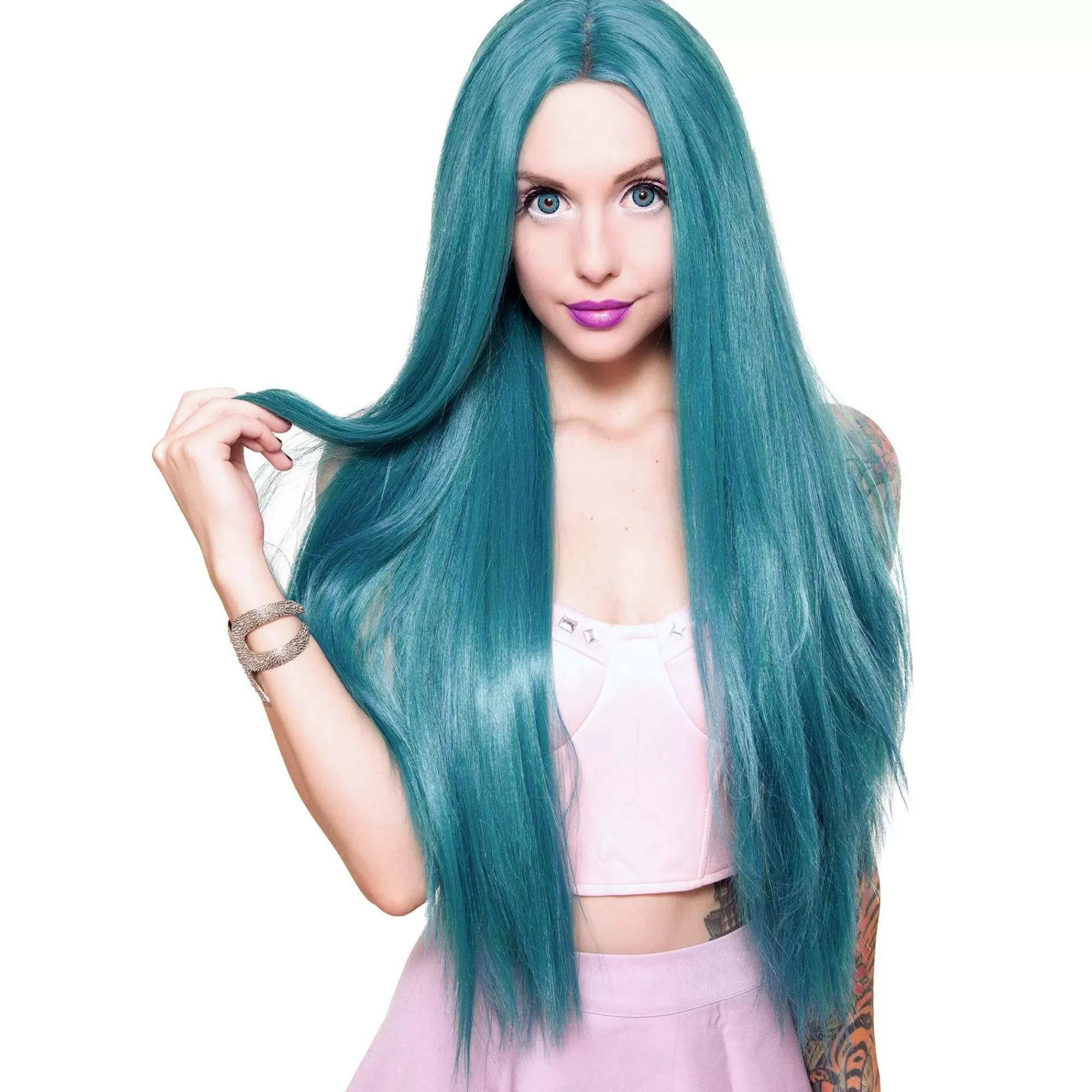 Party City Wigs-Yaki Lace Front Straight Turquoise Wig