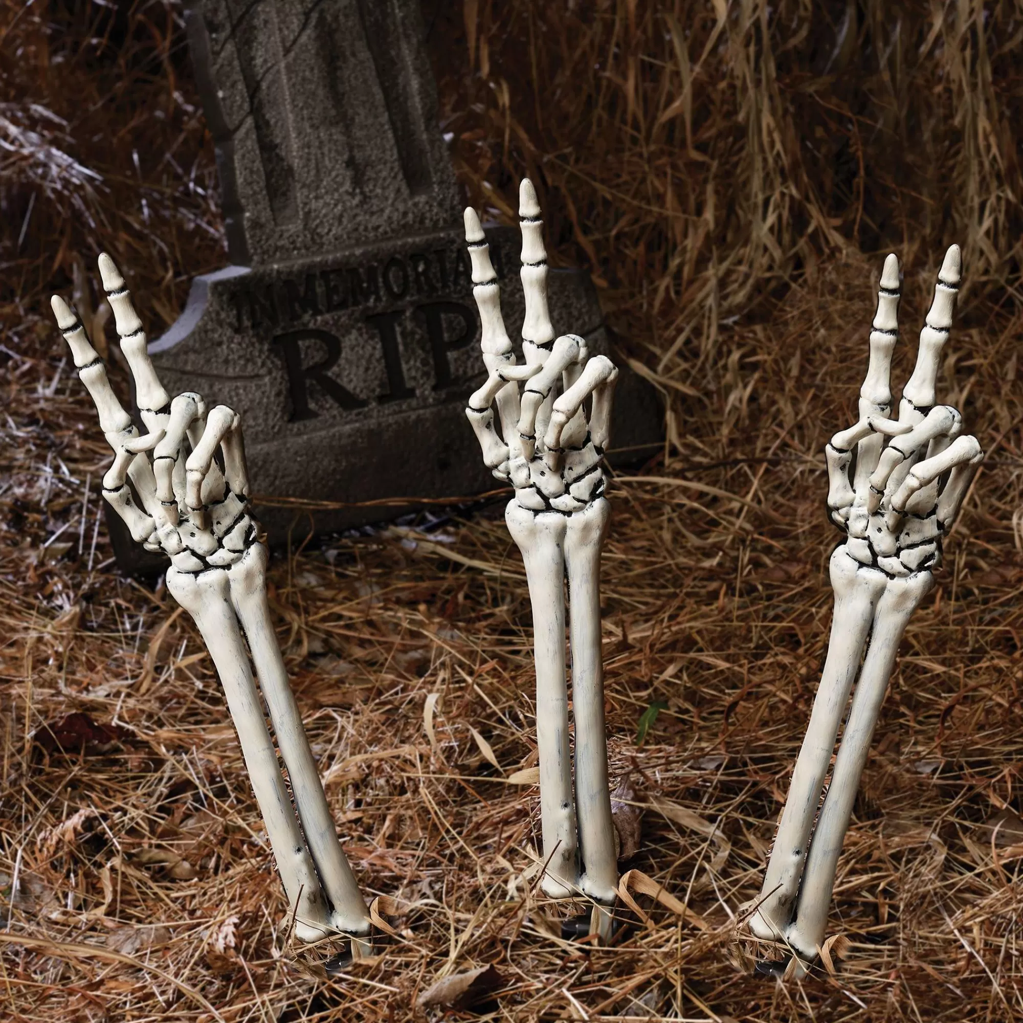 Party City Yard Stakes & Signs | Yard Skeleton Hand Decorations, 3Ct